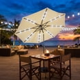 thumbnail image 3 of Biotree 10' Solar LED Lighted Patio Market Umbrella Shade Tilt Adjustment Crank-Beige Outdoor Backyard, 3 of 9