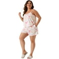 thumbnail image 3 of DARING DIVA Women's Plus Size Strawberry Pattern Pajamas Set 1X White, 3 of 6