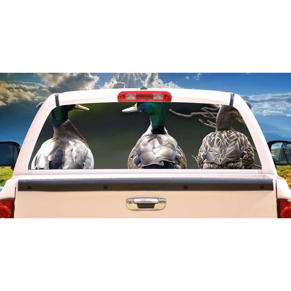 THREE DUCKS Rear Window Graphic back truck decal suv view thru vinyl
