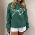 thumbnail image 2 of BODOAO Oversized Sweatshirt for Women Crewneck Bow Print Long Sleeve Pullover Hoodies Tops Fall Outfits Clothes 2025 Bow Graphic Sweatshirts Pullover Sweatshirts Crewneck Pullover Tops Green L, 2 of 5