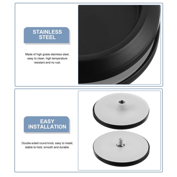 FENGGUIQU Black Stainless Steel Round Pull Handles for Cabinet Doors and Drawers, 2 Pieces Hardware Set