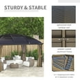 thumbnail image 4 of Homiyad 10' x 14' Hardtop Gazebo with Curtains, Netting, Pavilion with Steel Roof Ceiling Hook for Garden Patio, Brown, 4 of 7