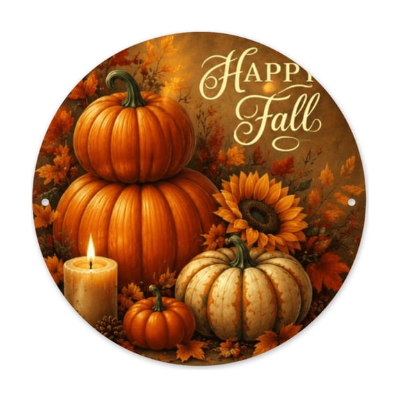 Halloween Charm 8X8 Round Metal Aluminum Sign - Ghosts Pumpkins, Waterproof Rust-Proof Wall Decor For Home, Office, Coffee Shops Decorative Signs & Plaques