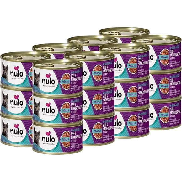 Nulo Adult & Kitten Grain Free Canned Wet Cat Food (Beef & Mackerel Recipe, 3 Oz, Case of 24)