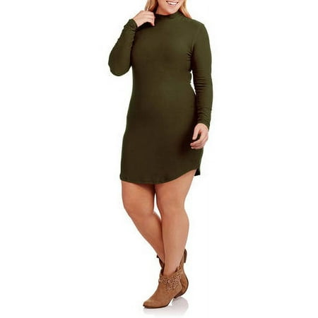 No Comment Junior Plus Mock Neck Dress