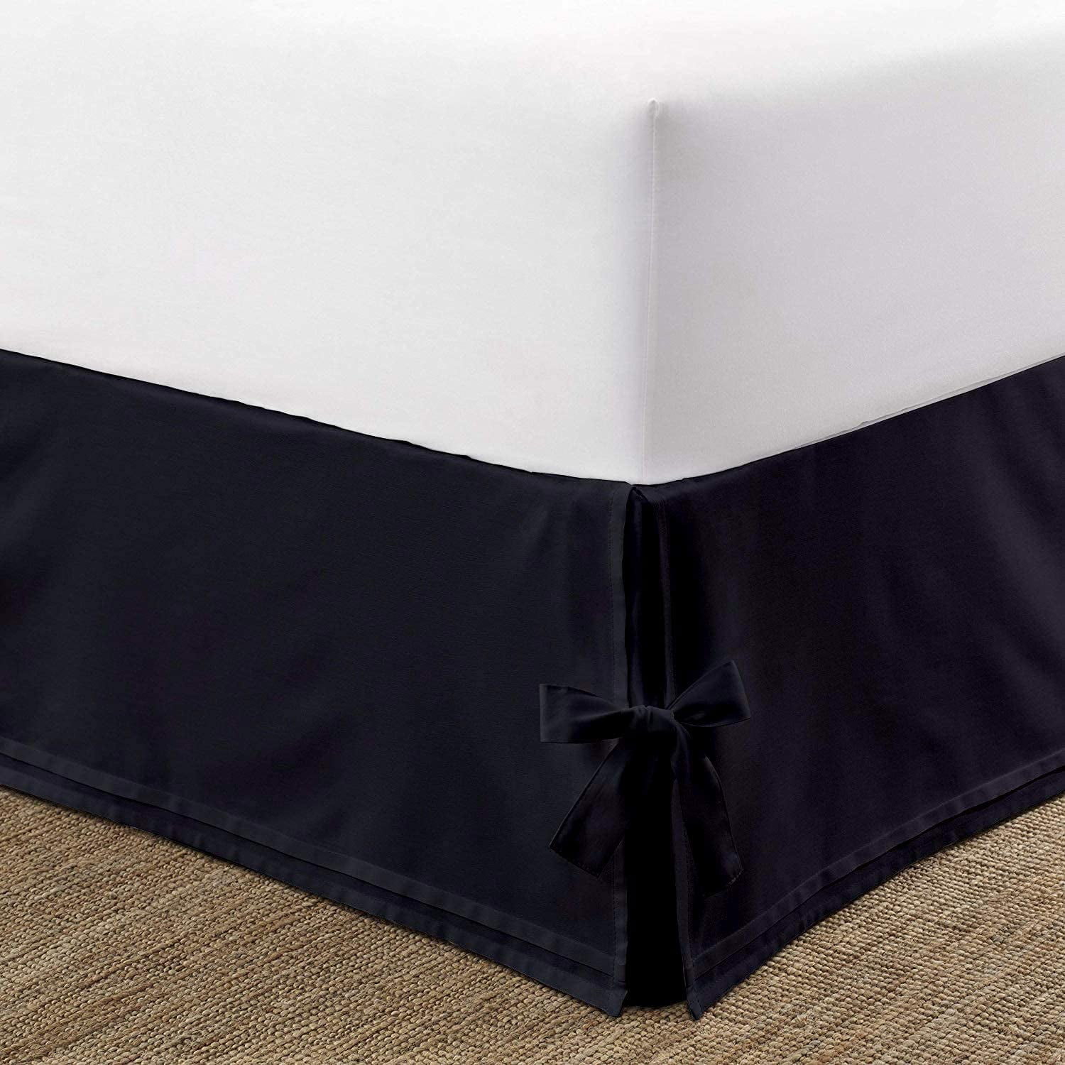 Solid White SPLIT Corner Bottom Ruffle Tailored Bed Skirt 650 TC Cotton All Size 