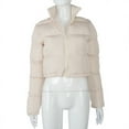 thumbnail image 6 of asdoklhq Womens Clearance Coats Plus Size Women Solid Stand-up Collar Cardigan Down Jacket Outerwear Padded Coat, 6 of 8
