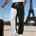 thumbnail image 4 of LWavelet Men's Color Block Wide Leg Joggers - Drawstring Waist Stylish Design Casual Daily Pants Black L, 4 of 9