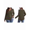 thumbnail image 2 of Women'S Plus Size Tops Trendy V Neck Casual Long Sleeve Shirts Knit Sweaters Green 4XL, 2 of 7