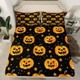 thumbnail image 2 of Manfei Western Festival Sheet Set Queen, Black Orange Bed Sheets Set Queen Size, Pumpkin Stars Print Queen Sheet Sets, Lightweight Bedroom Decorative, 4pcs, 2 of 7