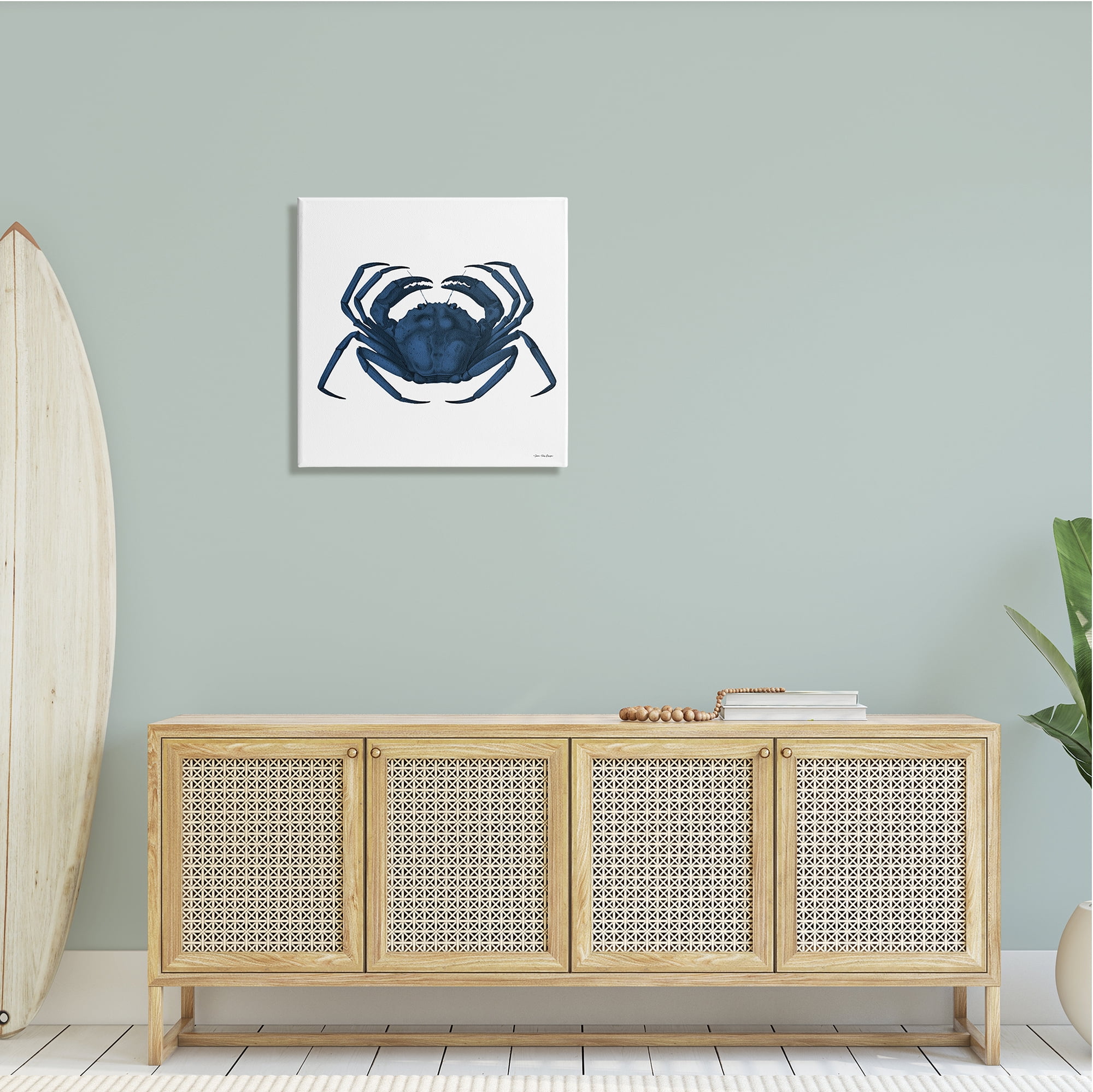 Seven Trees Design Casual Cobalt Blue Fighting Crab Marine Animal Illustration 24 in x 24 in Painting Canvas Art Print, by Stupell Home Décor