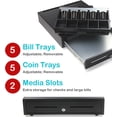 thumbnail image 2 of Syson 18” Heavy Duty Cash Drawer Cash Register Money Till POS Cash Drawer Box, Removable Coin Tray, 5 Bill/5 Coin Key Lock Great for Retail and Restaurant, 2 of 5