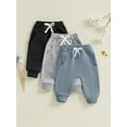 thumbnail image 4 of 3 Pack Toddler Baby Boys Sweatpants 0 6 12 18 24 Months 2T 3T Solid Color Elastic Waist Trousers Bottoms Casual Pants Long Pants, 4 of 9