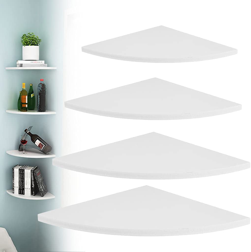 Corner Floating Shelves Wall Mount for Bathroom Bedroom Living Room Kitchen Decorations Shelf White 