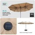 thumbnail image 6 of Home Zone Living 15x9 Ft Double Head Patio Umbrella with Base, 36 LED Lights, Sand Bags, UV resistant & Waterproof, 213 LBS Total Weight, Beige Tan, 6 of 8