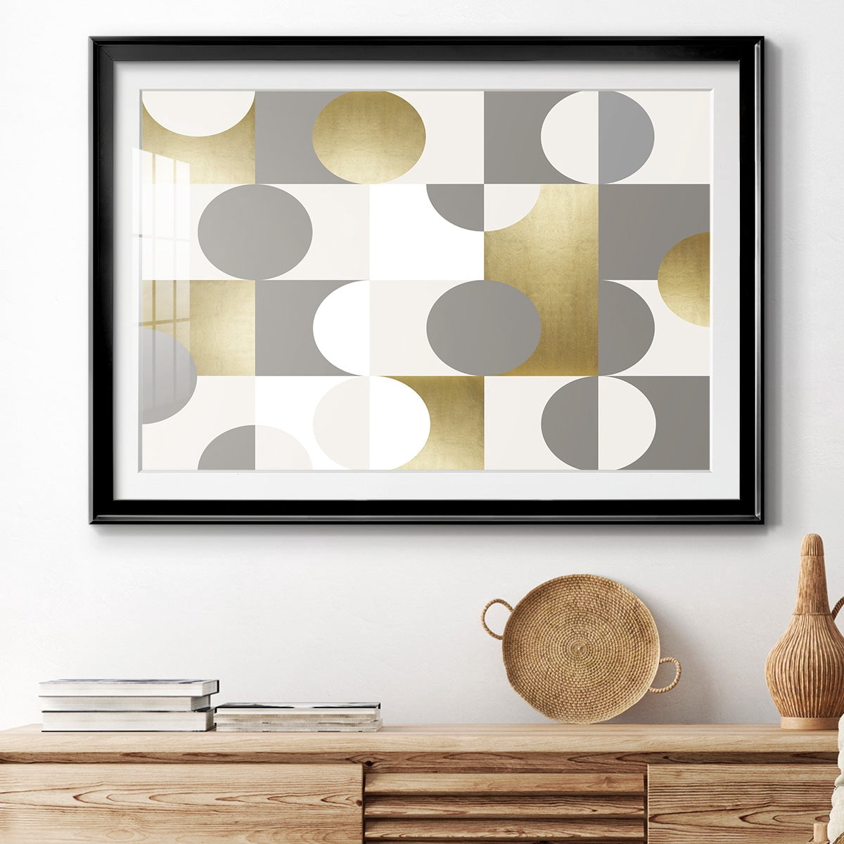 Modern Gold Reflections Premium Framed Print - Ready to Hang