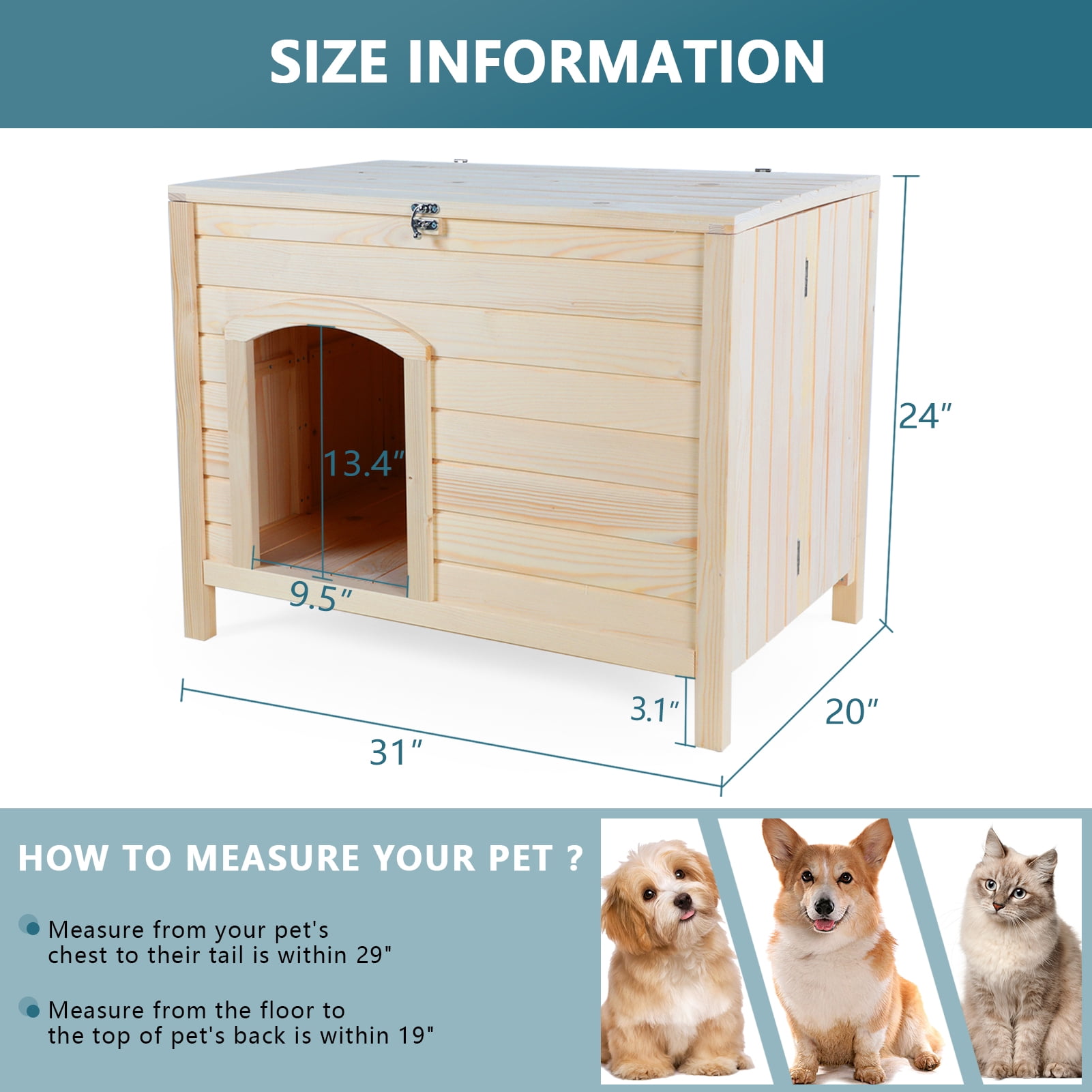 Petsfit Folding Cat House, No Tools Required for Assembly, Cat house Furniture, Indoor  Dog House for Small Dog, 30" L×21" W×24.5" H.