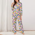 thumbnail image 2 of Lsque Pineapple And Leaves Pattern Long Sleeve Pajama Set for Women - Soft 2-Piece Sleepwear and Loungewear Set with Pockets, Comfy Nightwear-X-Large, 2 of 7