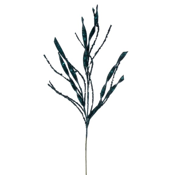 Vickerman 34" Sea Blue Wavy and Spiral Glitter Spray, 6 per bag.