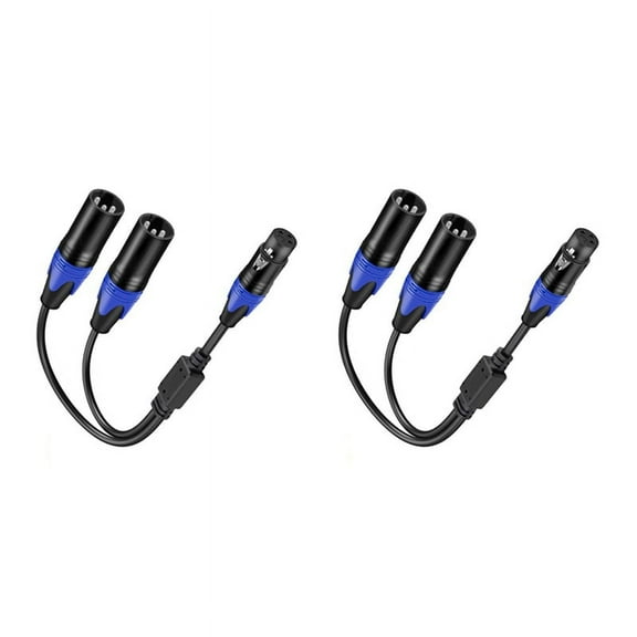 XLR Splitter Cable, 1 XLR Female to 2 XLR Male Y Cable Balanced Microphone Splitter Cord Audio Adaptor 2Pack,2 x XLR Splitter Cable,Black&Blue