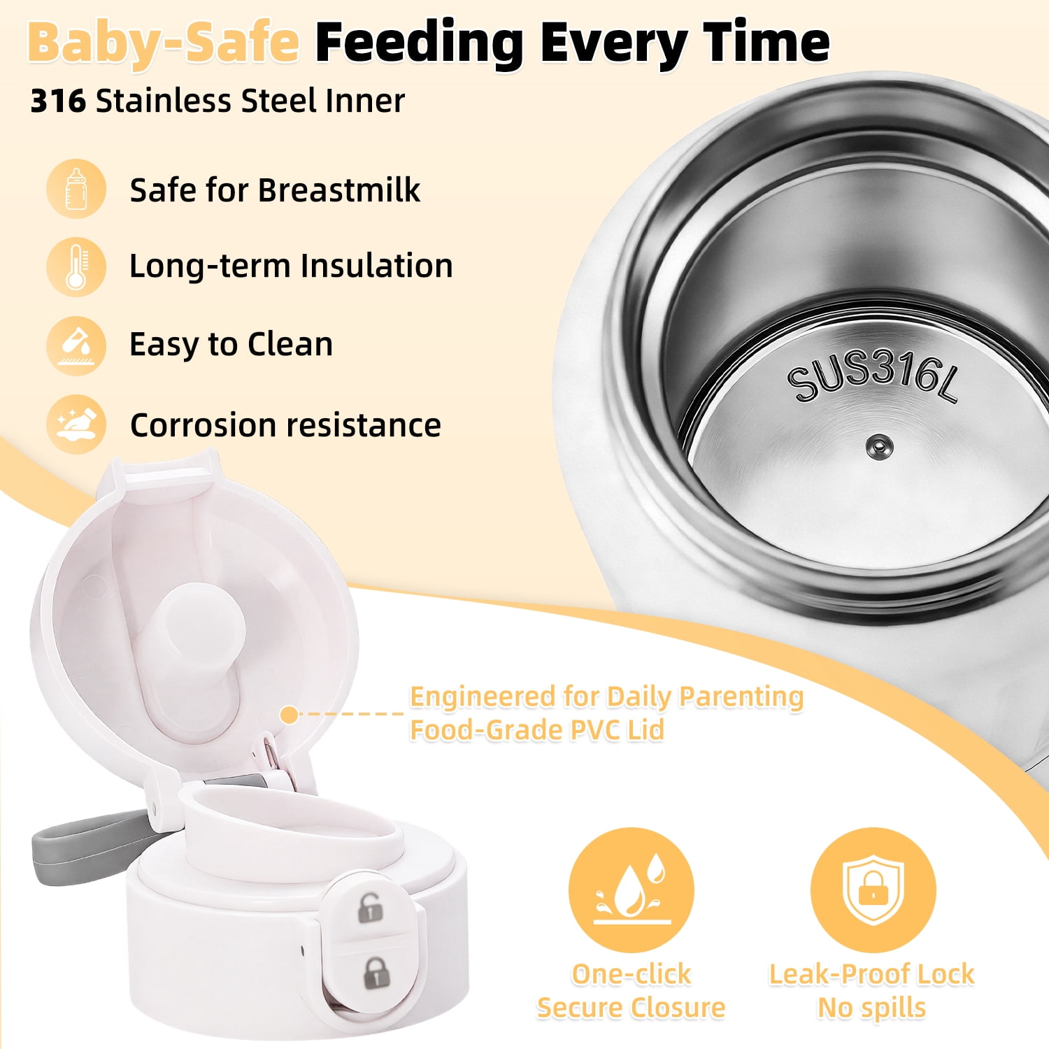 Portable Baby Bottle Warmer for Travel, 120W Fast Heating Breast Milk Warmer with 12000mAh Battery, 500ml, 2 Modes & Temp Control, On-the-Go Warmer with Cleaning Brush (White) for Newborns & Infants