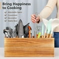 Extra Large Utensil Holder, 4 Sections Wooden Utensil Organizer, Farmhouse Kitchen Cooking