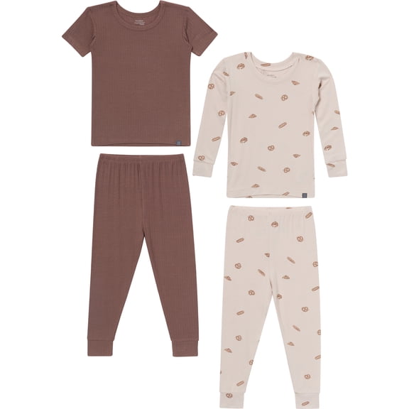 Modern Moments by Gerber Toddler Neutral Super Soft Pajama Set, 4-Piece, Sizes 12 Months-5T