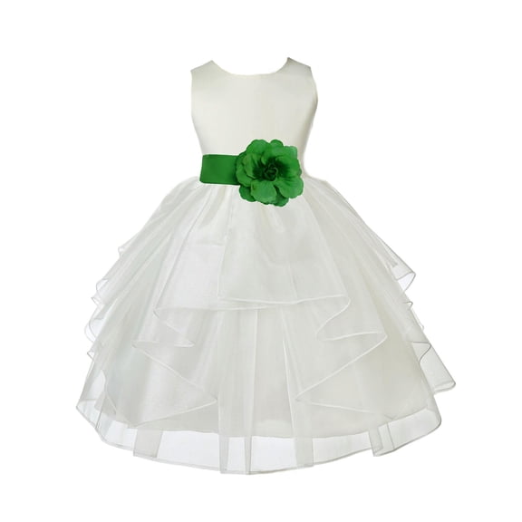 Ekidsbridal Ivory Lime Shimmering Organza Flower Girl Dresses for Toddlers Junior Bridesmaid Beauty Pageant Christening Gown 4613S 6