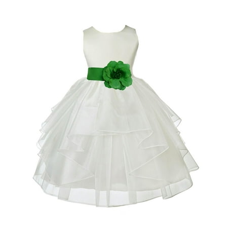 

Ekidsbridal Satin Shimmering Organza Ivory Flower Girl Dress Bridesmaid Wedding Pageant Communion Ceremony Birthday Baptism 4613S 6