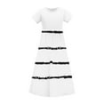 thumbnail image 7 of Girls Summer Dress Short Sleeve Maxi Tshirts Dresses with Pockets Cotton Long Dresses Size 4-14 Years (4 Years, White-Stripes), 7 of 7