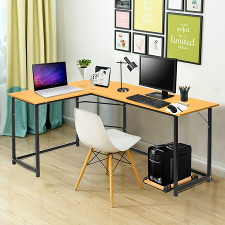 90° L-Shaped Desk Corner Latop Computer PC Table w/ CPU Stand Study Office Home Workstation