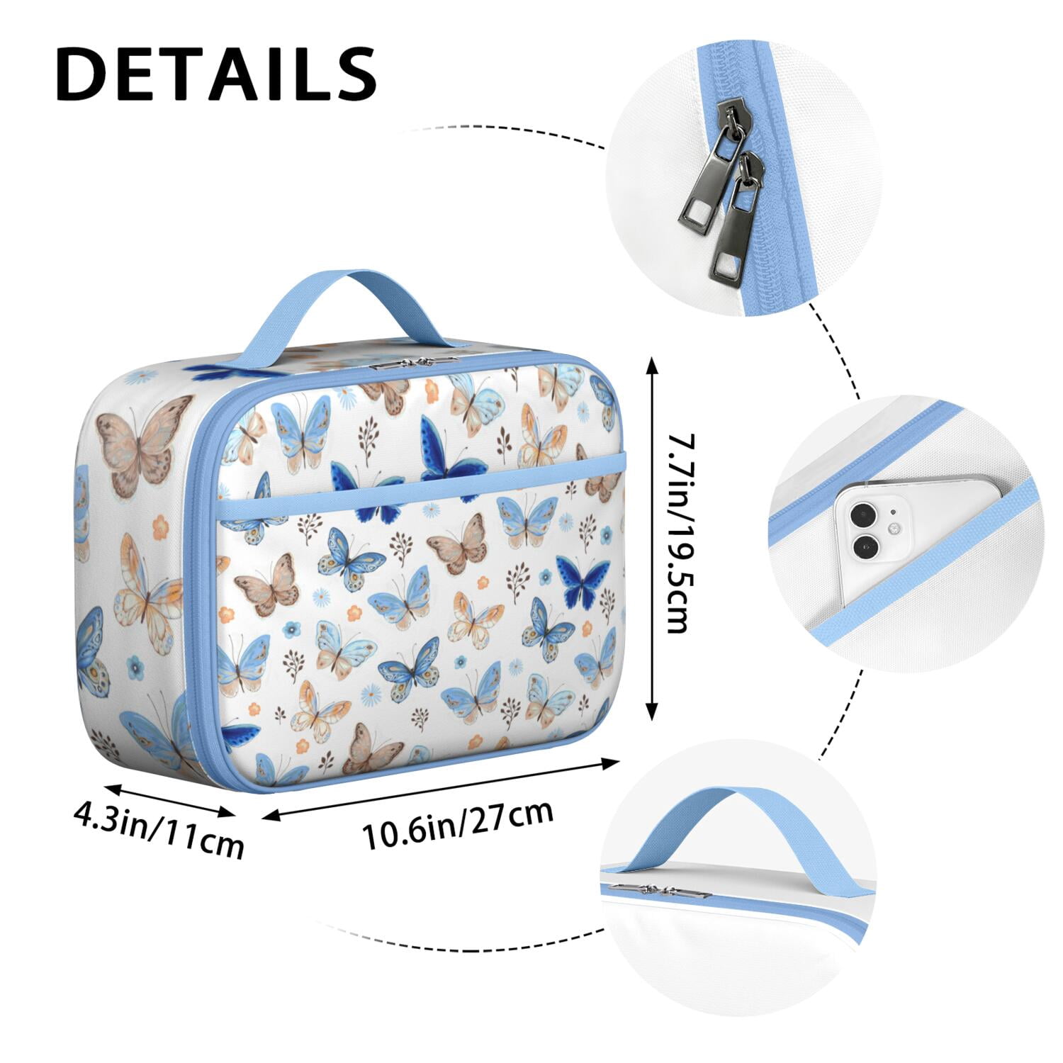 Butterfly Lovers Lunch Tote – Colorful Floral Tropical Insulated Lunch Bag for Preschool and Elementary School