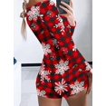 thumbnail image 2 of CHRONSTYLE Women Christmas Print Slim Fit Rompers Jumpsuits Sexy Buttons Up V Neck Long Sleeve Shorts Pajama Bodysuits Sleepwear, 2 of 3
