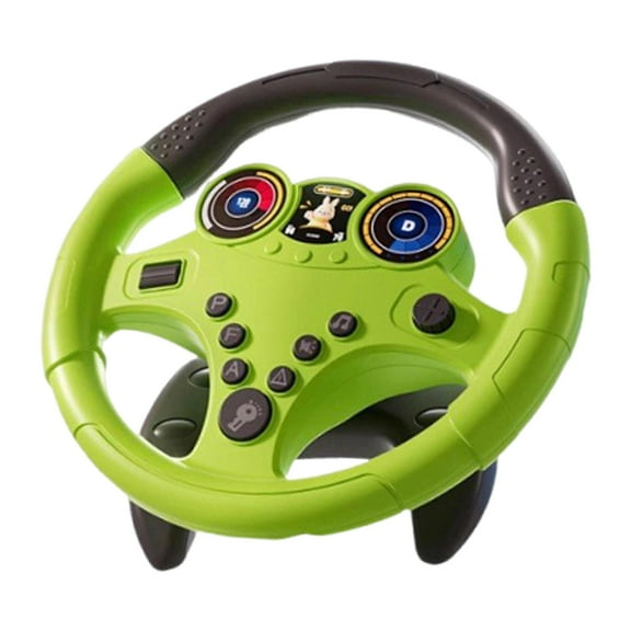 Dualoai Kids Educational Driving Simulator Portable Multipurpose for Imaginative Play with Vehicle Sound Effects Children Driving Toy Big Base Green