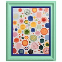 "Colorful Sphere Harmony" Chromatic Hand Painted Embellished Giclee Pattern Canvas Wall Art with Baroque Two-Tone Frame