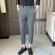 thumbnail image 4 of Con cinturón Trajes de hombre Pantalones Trabajo de oficina Pantalones rectos para hombres Traje coreano Reseñas Muchas prendas de diseñador Vestido de lujo Tela, 4 of 5