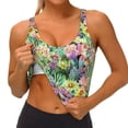 thumbnail image 4 of Xecao Blooming Cactus for Sports Bra with Removable Pads, Crop Tank Top Design, Women's Longline Sports Bra - Non-Wired - Medium, 4 of 9