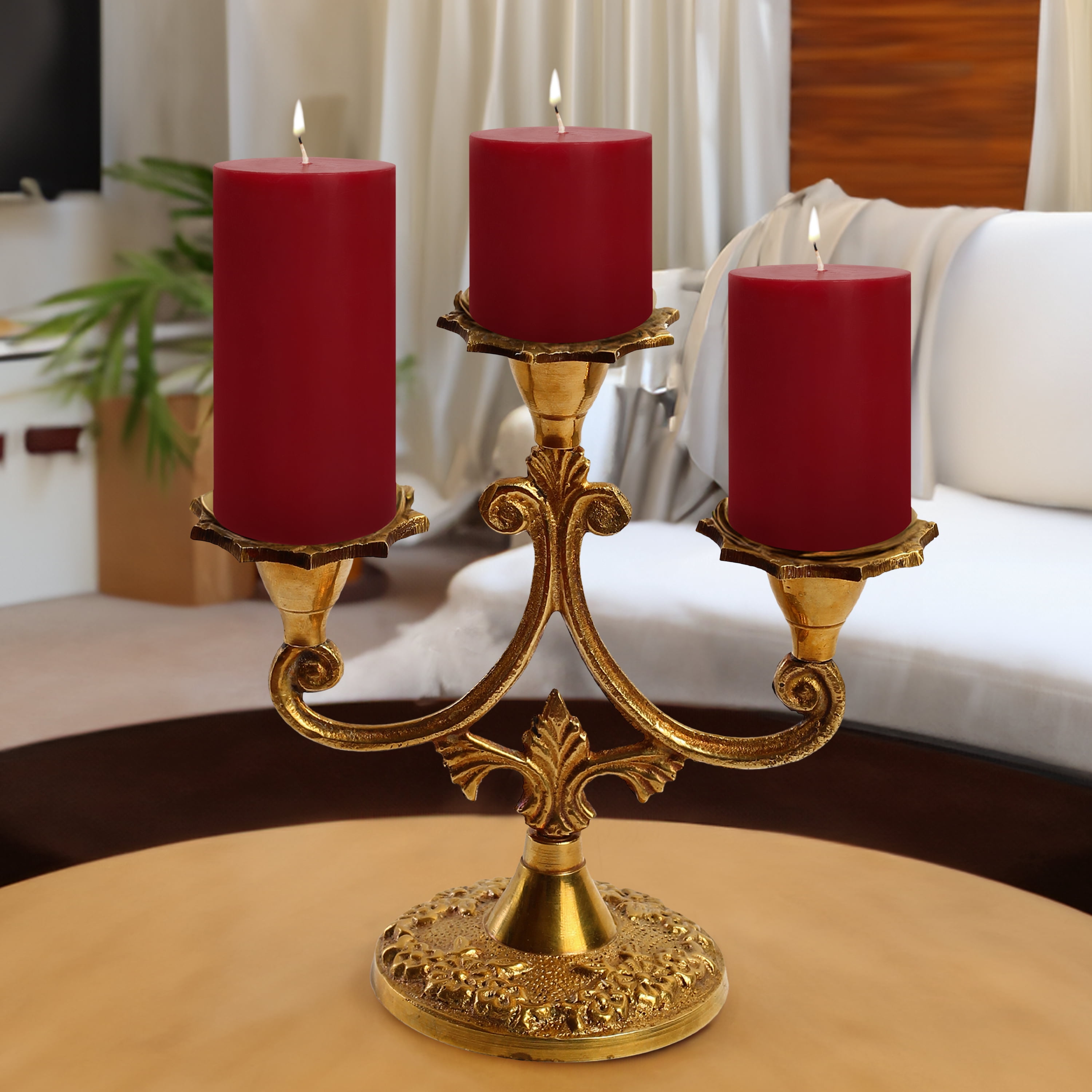 Mainstays Unscented Decorative Pillar Candle Set (3x3, 3x4 and 3x6) Red, Solid Color