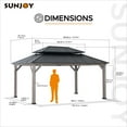thumbnail image 4 of Sunjoy 12x16 ft. Wood Gazebo, Outdoor Patio Steel Hardtop Gazebo, Cedar Framed Wooden Gazebo with 2-tier Metal Roof, Suitable for Patios, Lawn, and Backyard, Matte Black, 4 of 13