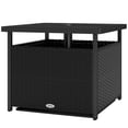 thumbnail image 1 of Outsunny 21.75" Outdoor Rattan Wicker Patio Coffee Table with Umbrella Hole, Patio Side Table with Slatted Metal Top, Black, 1 of 7