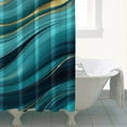 thumbnail image 4 of Teal Marble Gold Wave Pattern Shower Curtain 84"x72" ,Bathroom Decorative Shower Curtains Set with 12 Hooks,Modern Waterproof Washable Shower Curtain, 4 of 6
