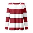 thumbnail image 5 of LINGLANG Womens Tops Trendy Casual Crew Neck Long Sleeve Color Matching Printed Top T Shirt Under $5, 5 of 7
