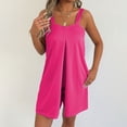 thumbnail image 5 of Daiosportswear Women's Wide‑Strap Sleeveless Front Pleat Romper Side Pockets Relaxed Fit Summer Casual Beach Short Jumpsuit Hot Pink M, 5 of 9