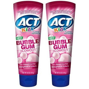 Act Kids Bubblegum Blowout Fluoride Toothpaste, 4.6 Oz, 2 Pack