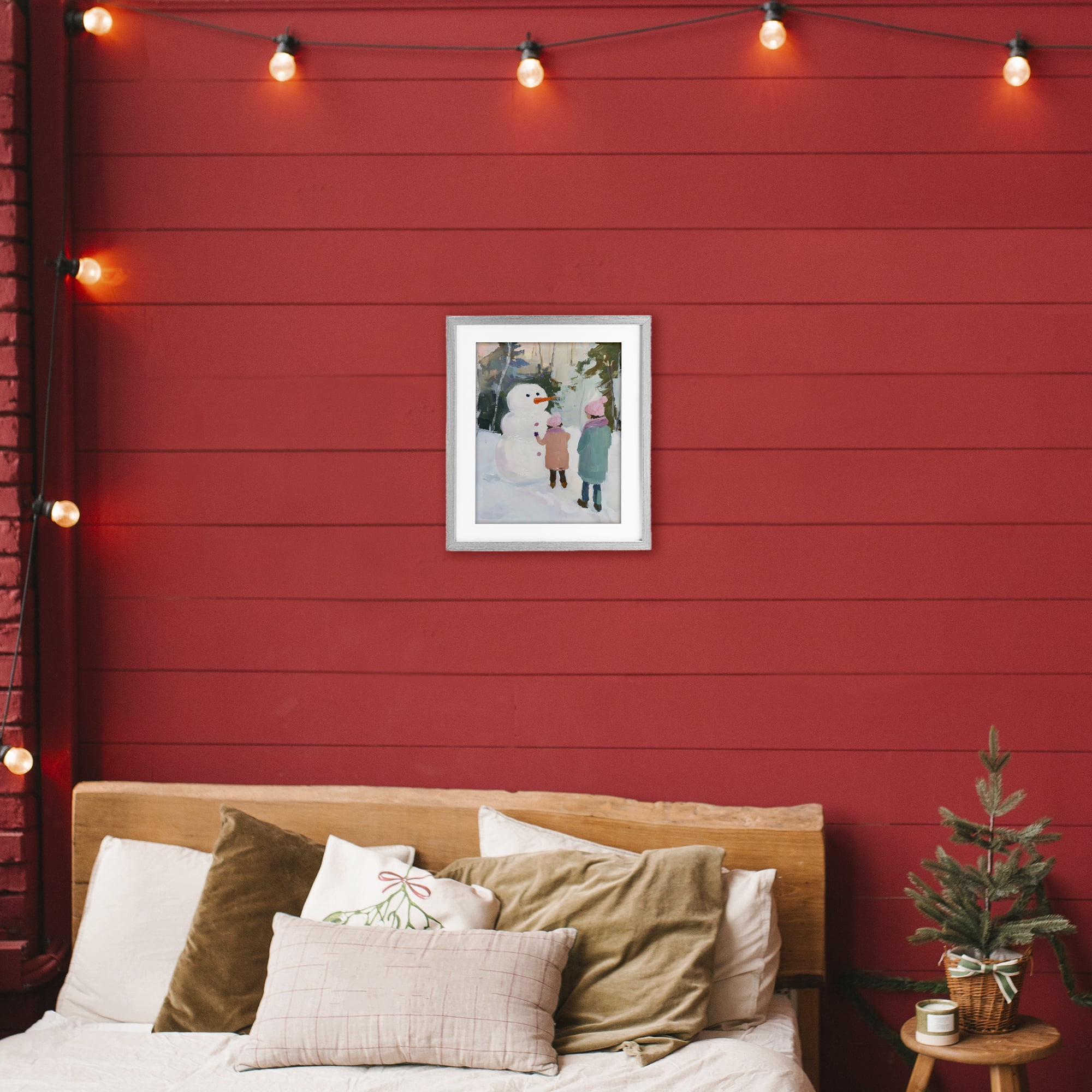 Stupell Industries Two Girls With Snowman Gray Framed Print Under Glass, design by The Prints Vibe