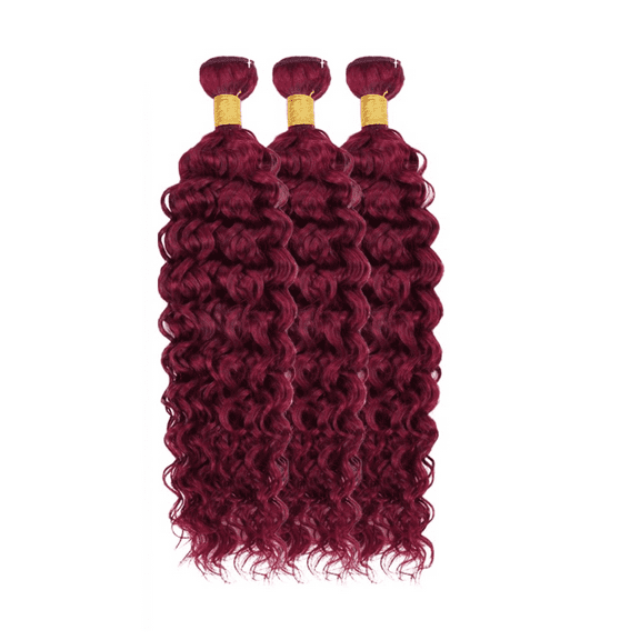 Burgundy Water Wave Bundles 99j Human Hair Bundles Red Human Hair Bundle 14 18 22 inch 99J Water Wave Bundle Red Color