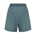 thumbnail image 4 of Linen Shorts for Women Summer Bermuda Shorts with Pockets Dressy Casual Button Down Wide Leg Beach Short Sky Blue L, 4 of 8
