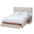 thumbnail image 2 of Baxton Studio Braylon Beige Fabric and Brown Wood Queen Storage Platform Bed, 2 of 13