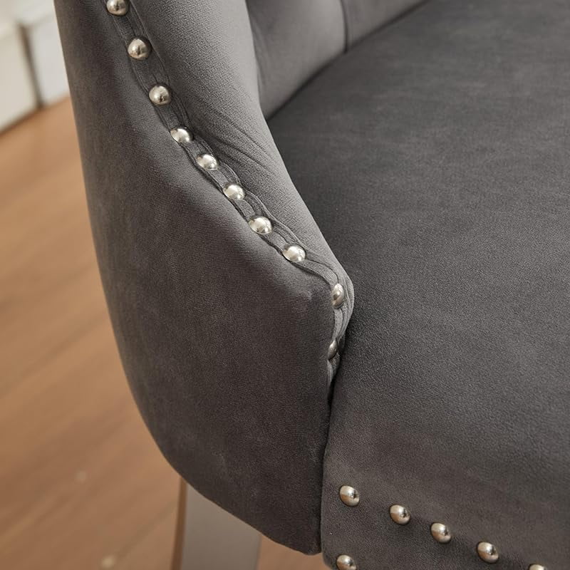 Modern Velvet Double Dining Loveseat Bench, 2 - Seat Tufted Wingback Bench with Handmade Buttons, Gold - Plated Steel Legs, Upholstered Armless Dining & Living Room Seating