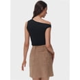 thumbnail image 2 of Women’s One-Shoulder Ruched Crop Top - Casual Off-Shoulder Twist Strap Summer Tank Top, Going Out Shirt, 2 of 6